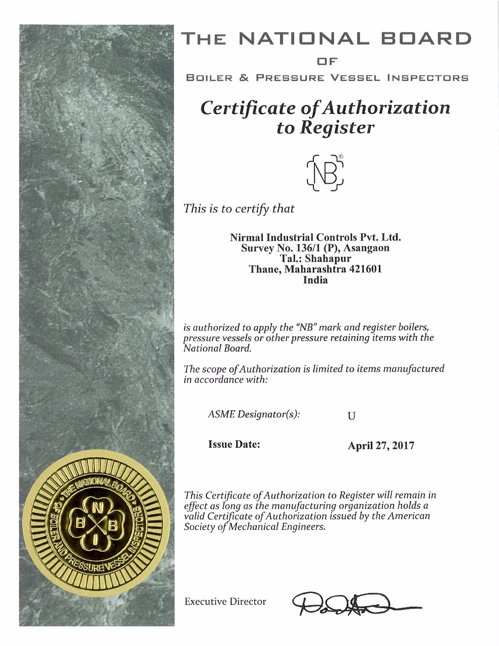 U & R Stamp Certification